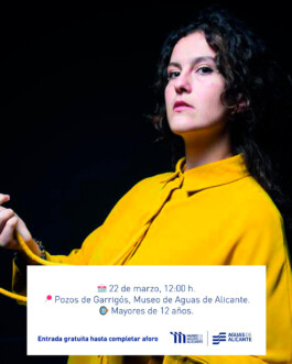 Cartel museo de Aguas de Alicante en el que Esther Abellán ejerce como coordinadora y presentadora del ciclo multidisciplinar “Como el agua” 